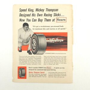 VTG Sears Mickey Thompson Promo Art Advertising Upcycled Decor 1950s Print Ad